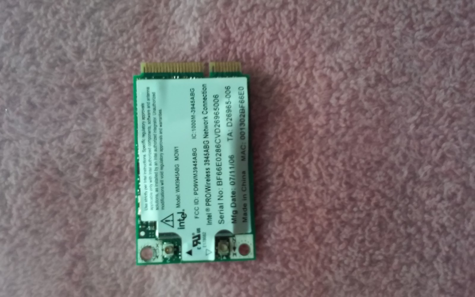 Gateway M255-E CA6 Wi-Fi Wireless WLAN NIC Card   