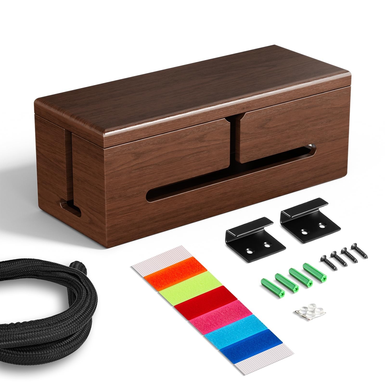 Large Cable Management Box - Stylish Wire Organizer & Concealer, Brown Storage S