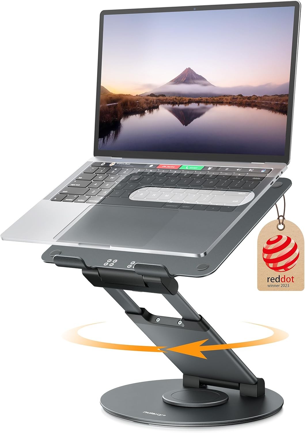 Telescopic 360 Rotating Laptop Stand for Desk Adjustable Height Swivel Pull