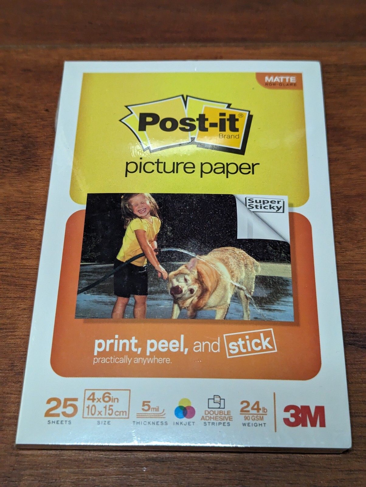 3M POST-IT Picture Paper 4"x6" 25 Matte Non-Glare Sheets Peel Stick 5 mil Sealed
