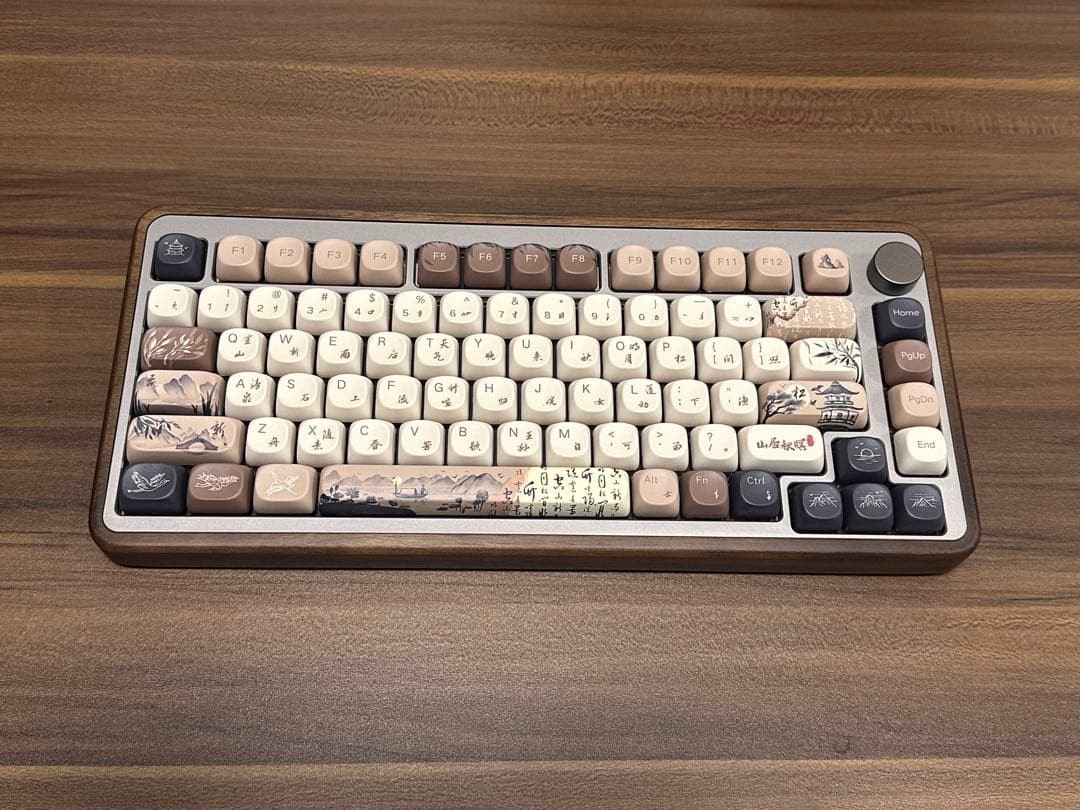 Akko MU02 Mechanical Keyboard Natural Wood Case Rotary Knob Sansui Design