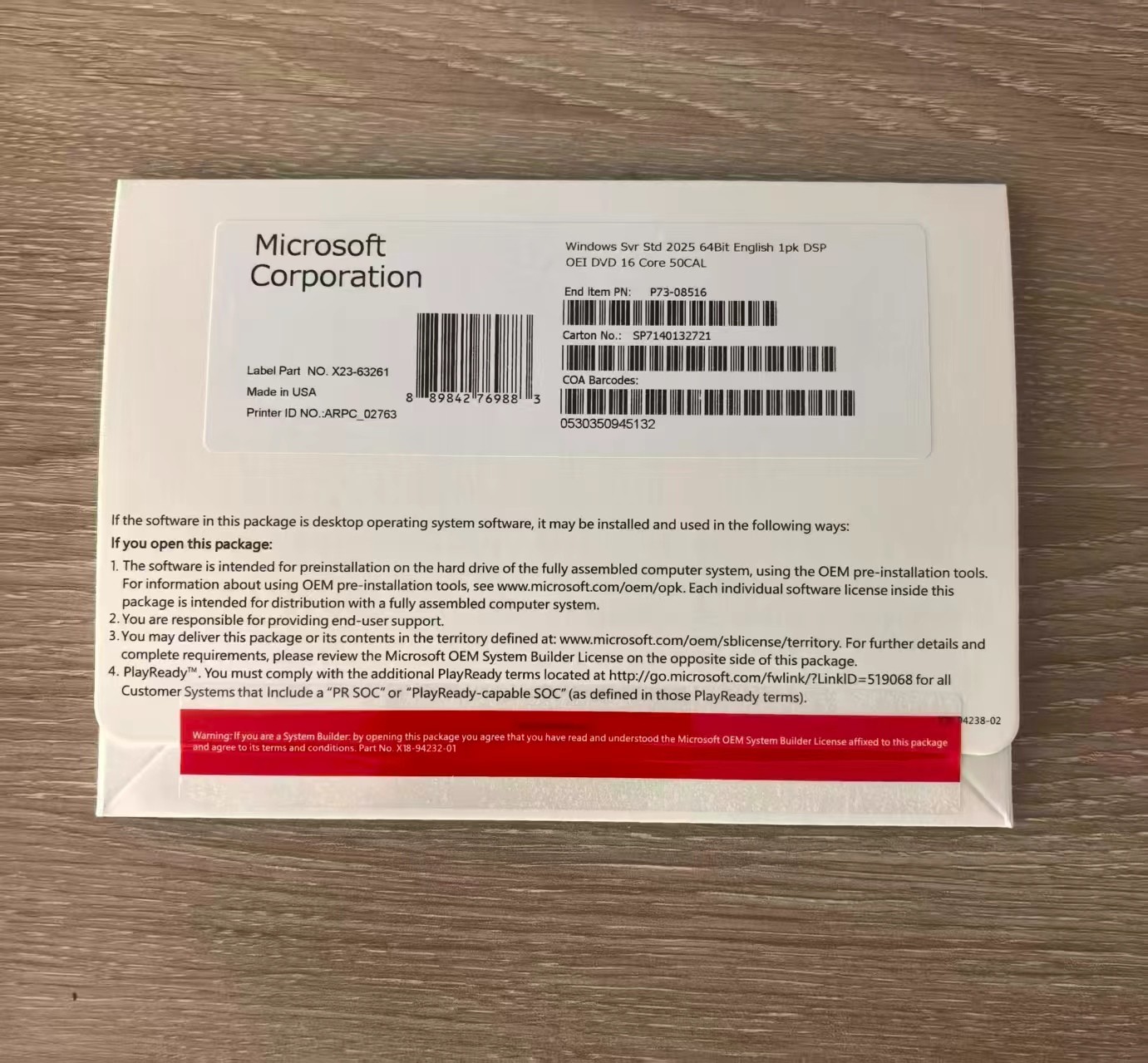 Microsoft Windows Server 2025 Standard 64Bit 16 Core-50 CALs DVD With Key Sealed