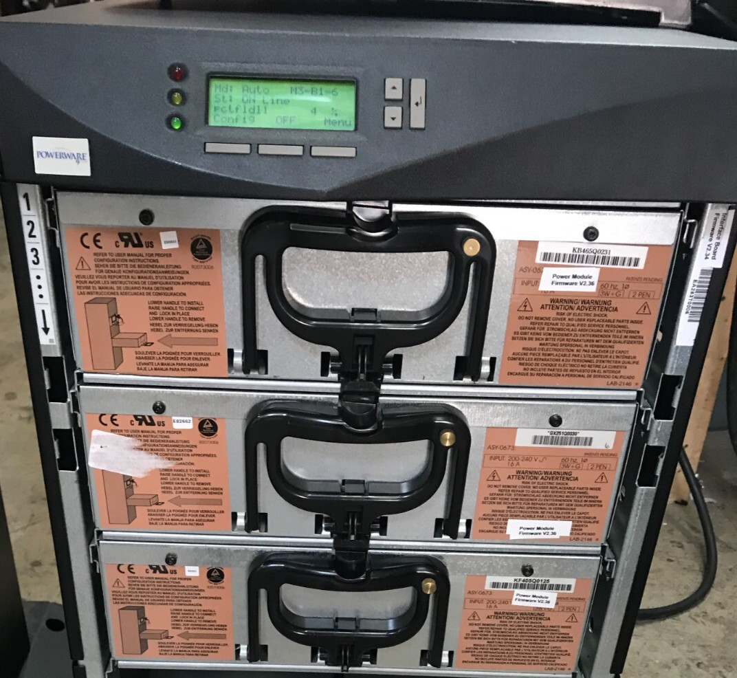Eaton 9170+ 9kVA Single Phase UPS (6 High) with EMPTY 12 Slot EBM Cabinet USED