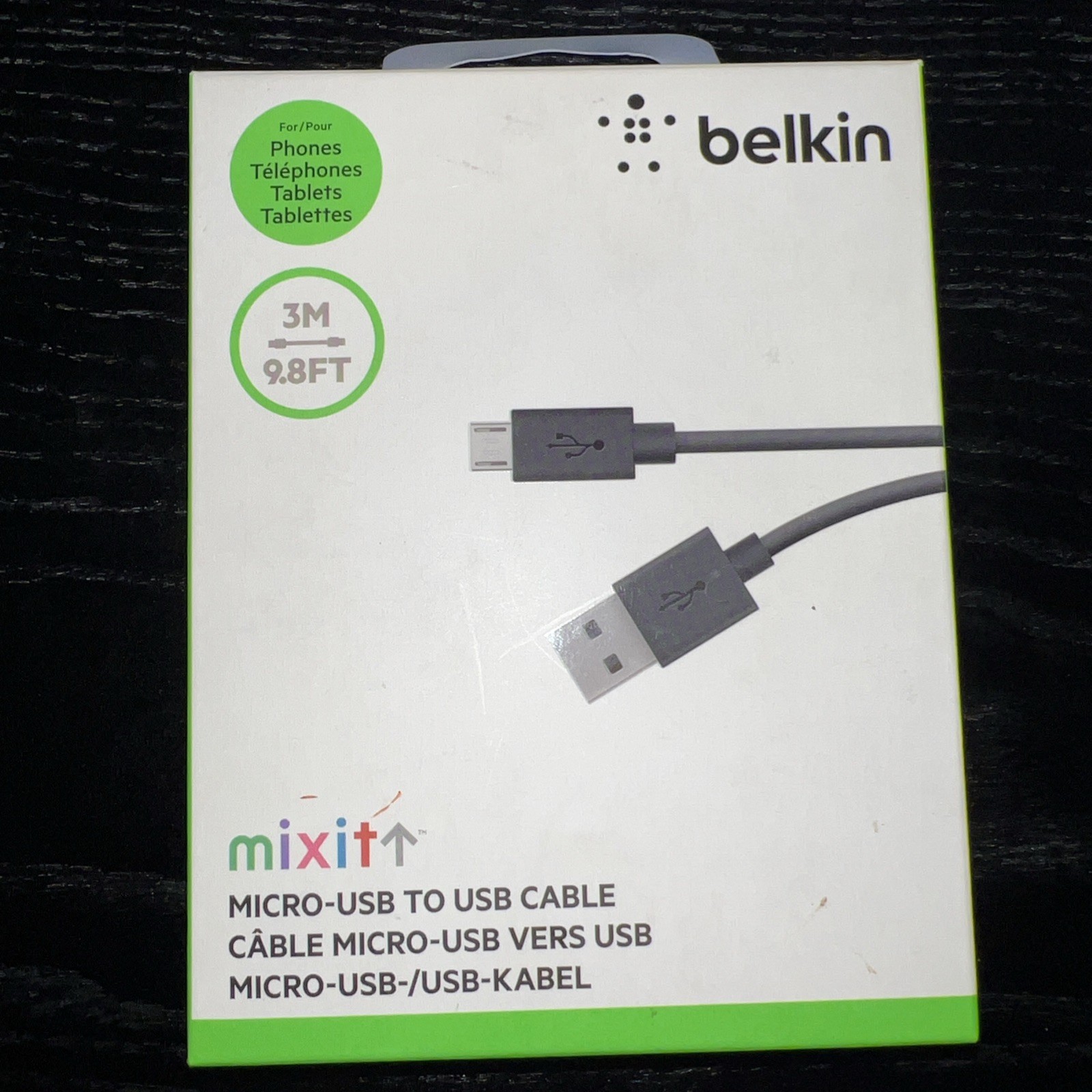 Belkin 9.8FT MIXIT Micro USB to USB Cable - Black - F2CU012bt3M-BLK
