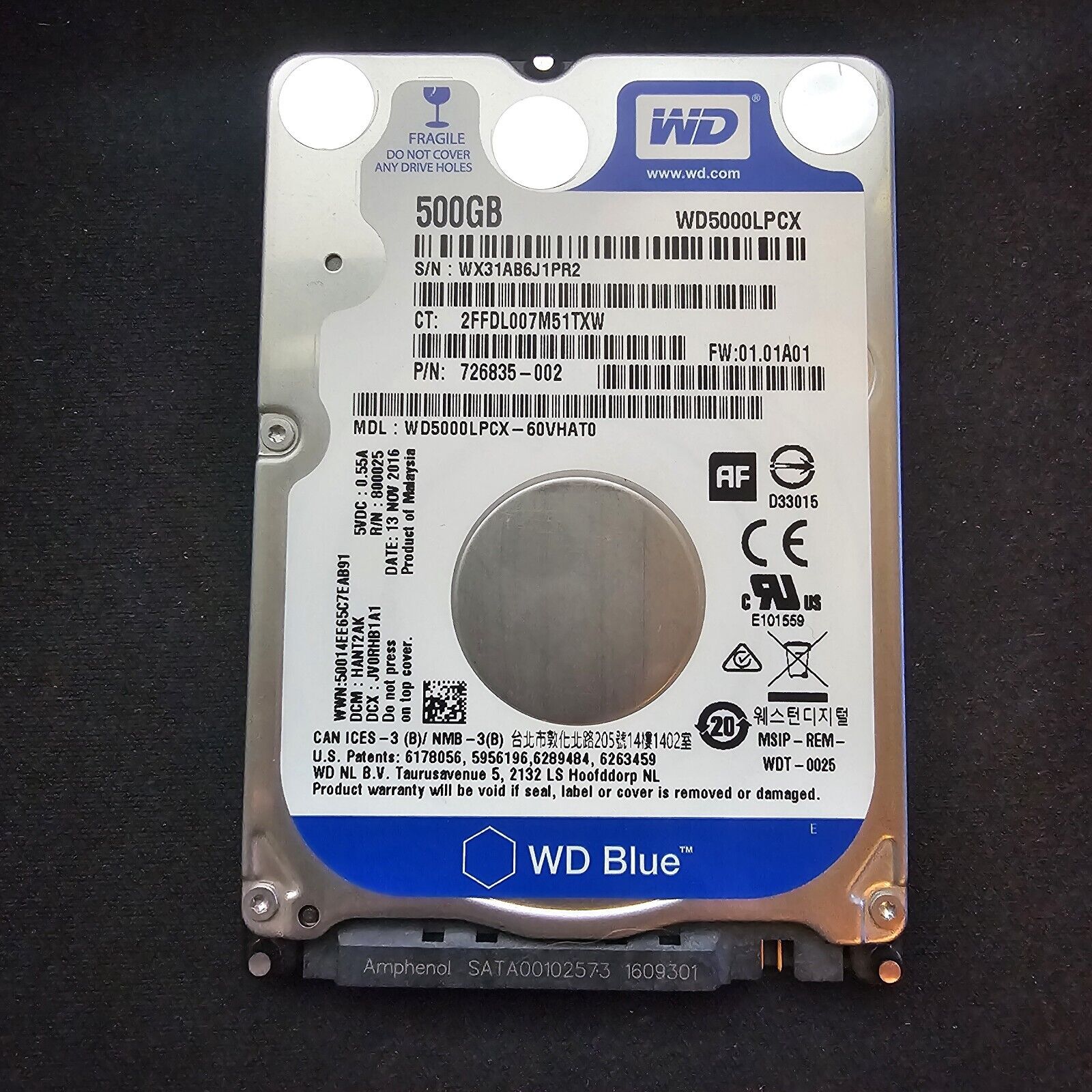 WD Blue 500GB HDD Hard Drive (WD5000LPCX)