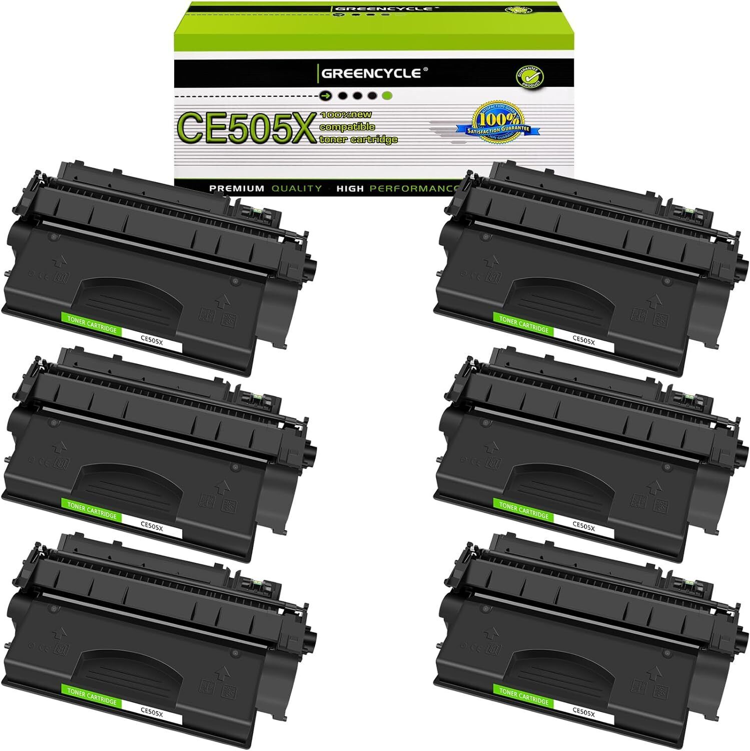 6-PK Compatible HP 05X CE505X Toner Cartridges Work with Laserjet P2055dn P2055