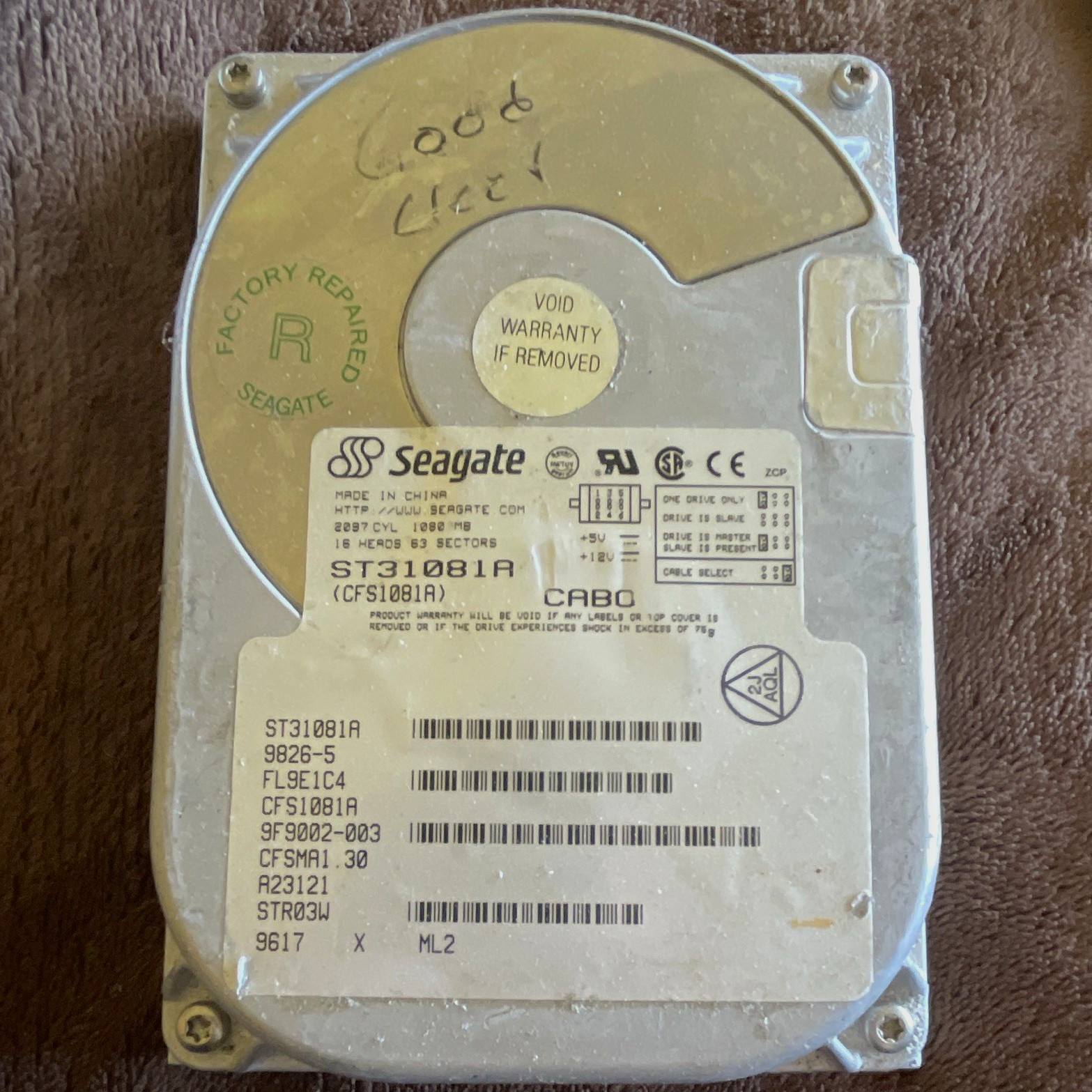 Seagate Cheetah ST31081A 1080MB 2.5" IDE 3600RPM 128KB HDD FactoryRepairedUNTEST