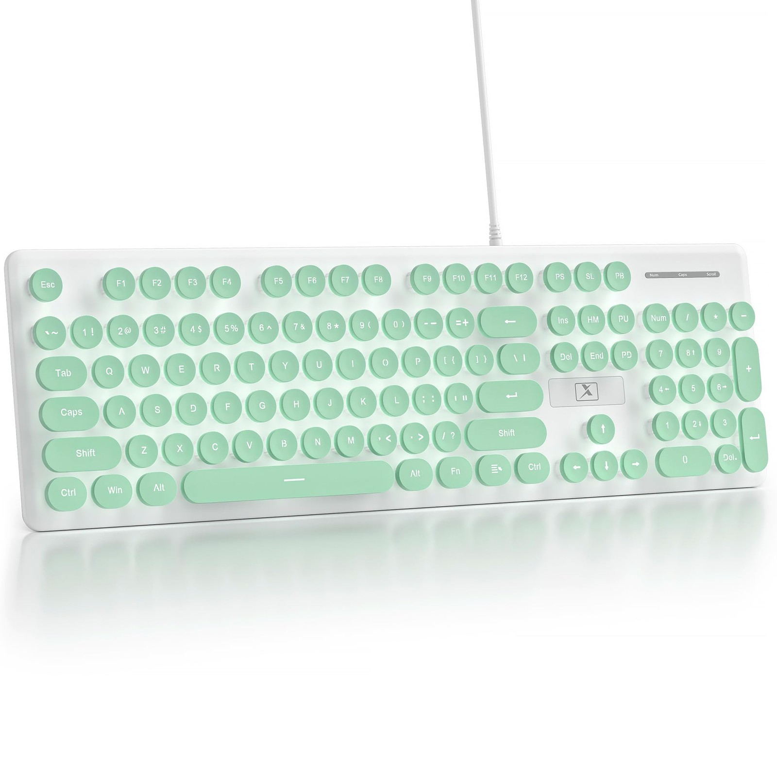 Wired Computer Keyboard Quiet Full Size Membrane Retro Light Up Green White