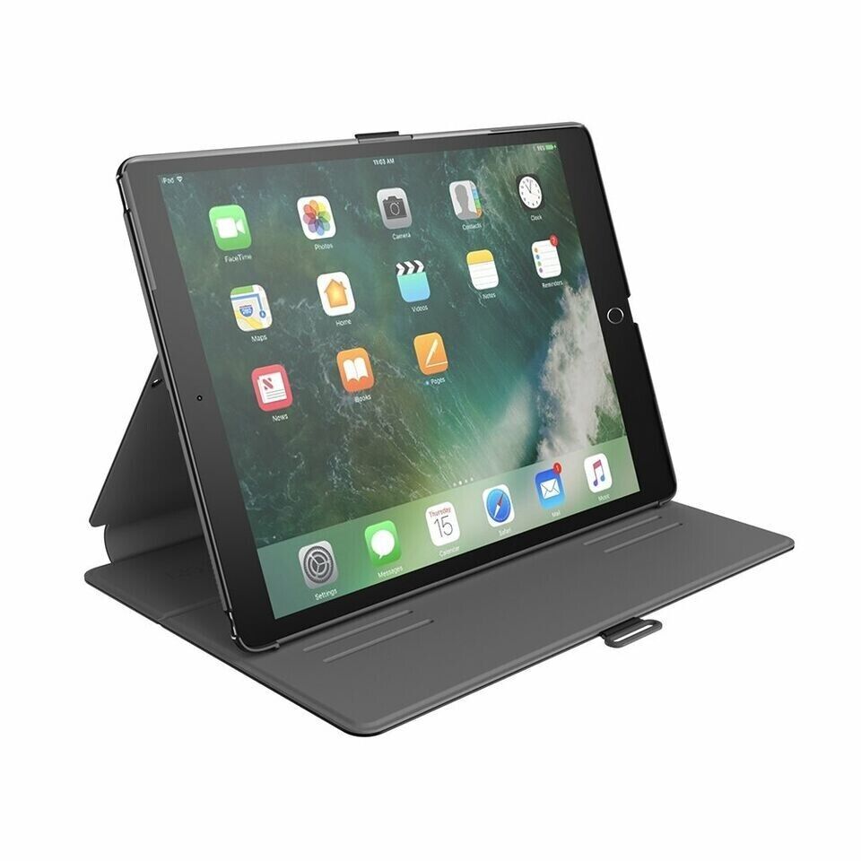 Speck Balance Folio 12.9 iPad Pro Slim, Drop Tested Black Slate Grey Stand NEW