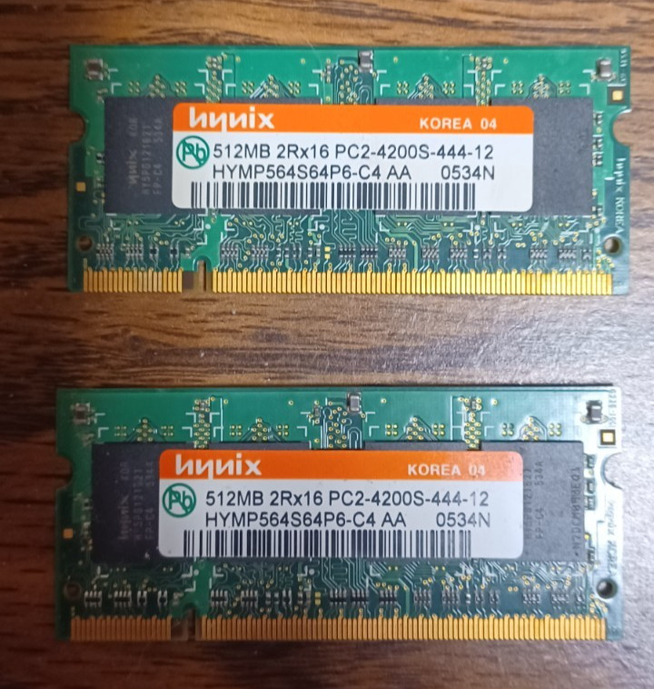 vintage laptop computer memory 2X  512mb 