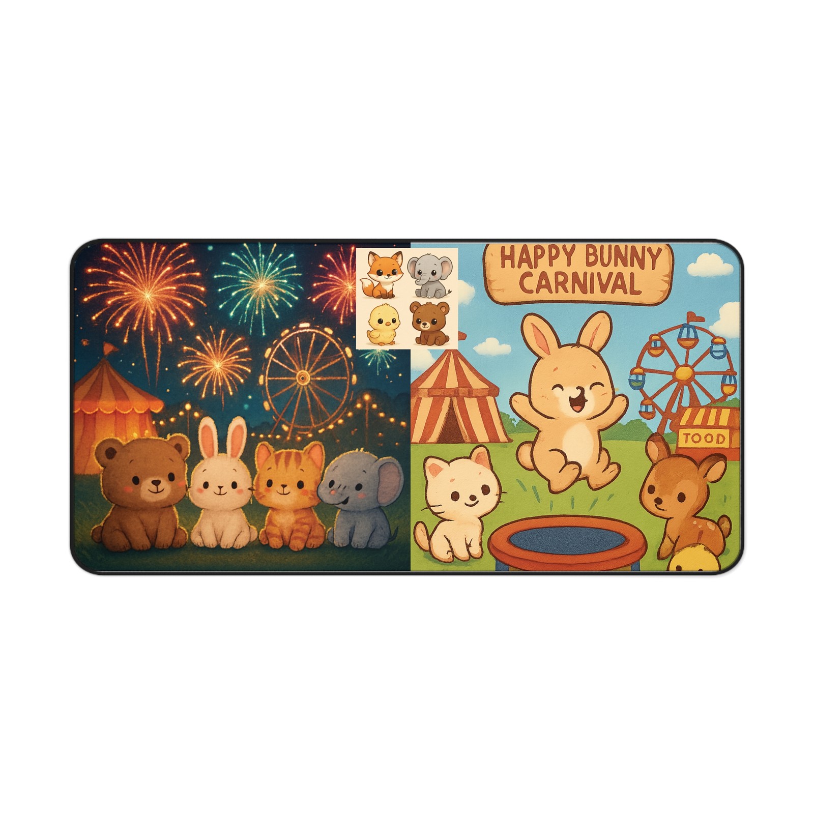 Cute Animal Carnival Desk Mat | Kids' Room Decor, Fun Gift for Animal Lovers