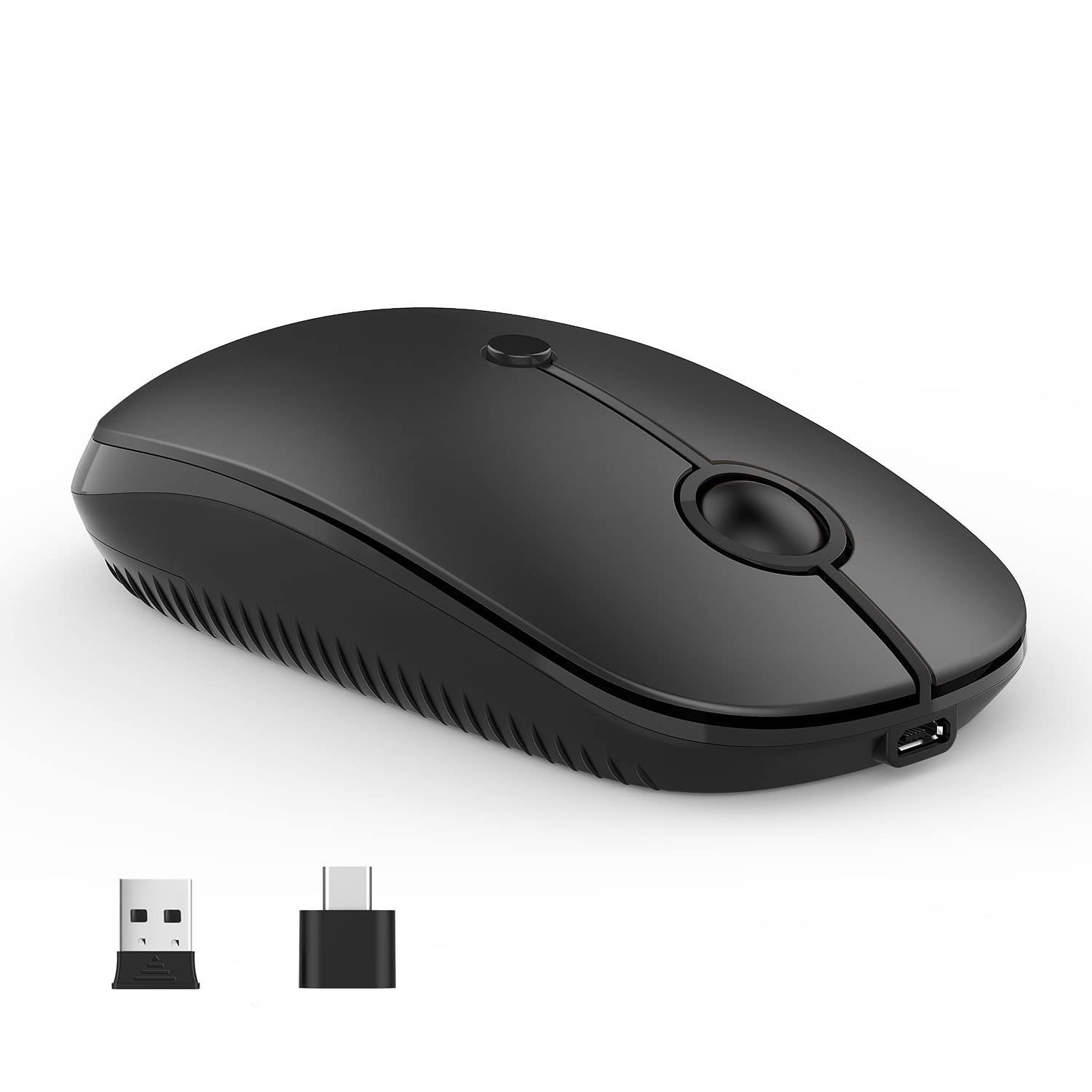 Type C Wireless Mouse，USB C Rechargeable Portable Quiet Laptop Mouse USB and ...