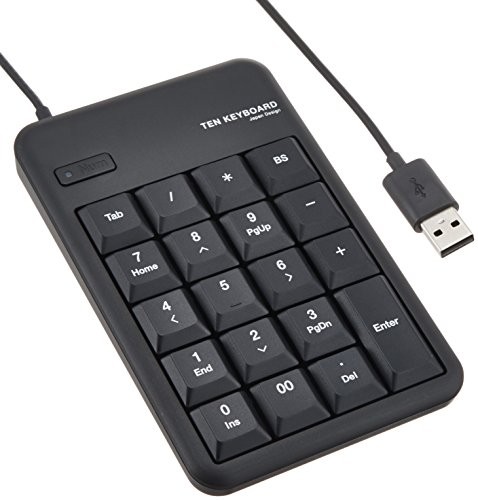 ELECOM Wired Membrane Numeric Keypad Medium Size 10 Million Keystroke Durability