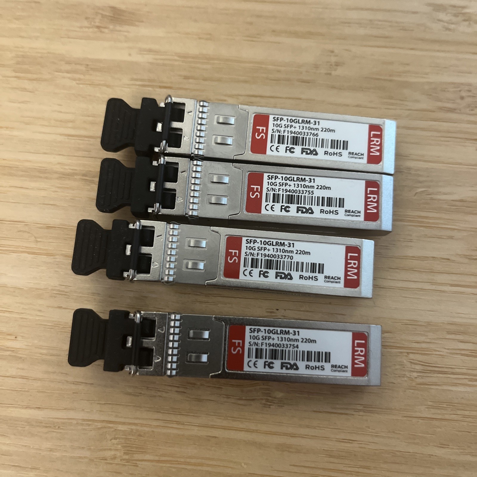 Lot 4/FS SFP-10GLRM-31 10GBASE-LRM SFP+ Transceiver | 1310nm MMF 220m |– GRADE A