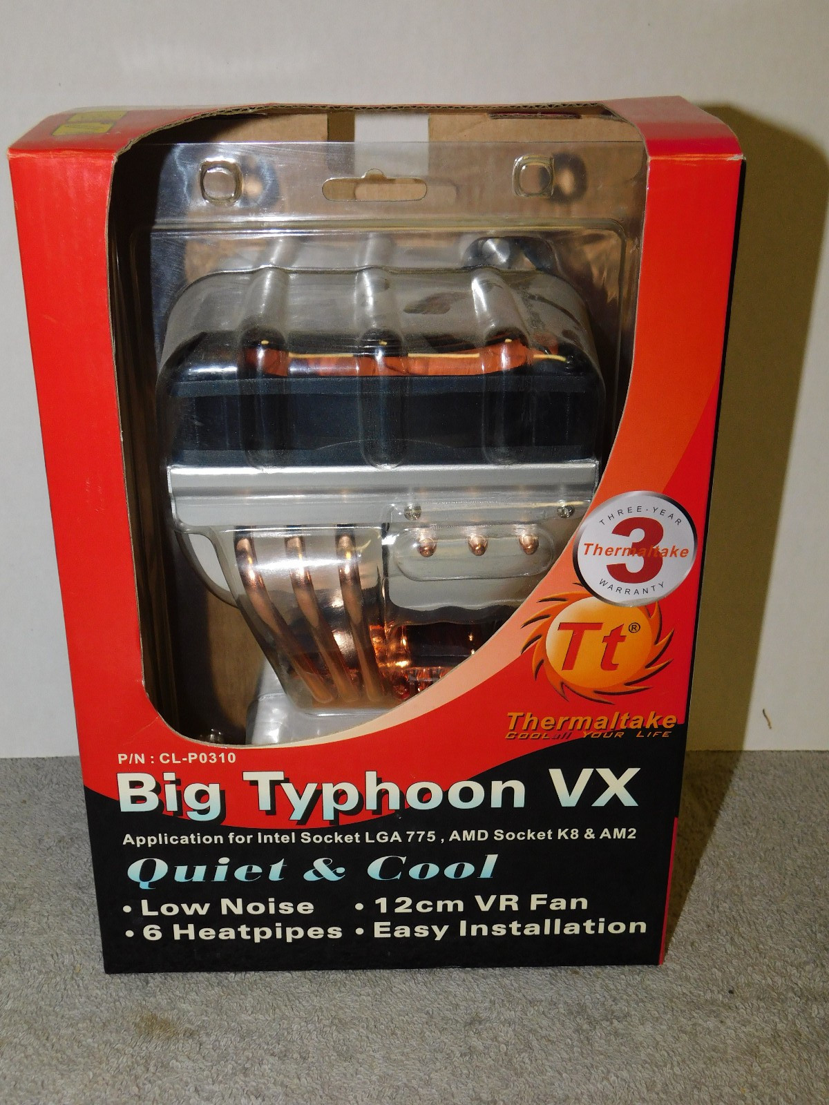 NEW Thermaltake Big Typhoon CL-P0310 CPU Cooler Fan 6 Heatpipes New Sealed