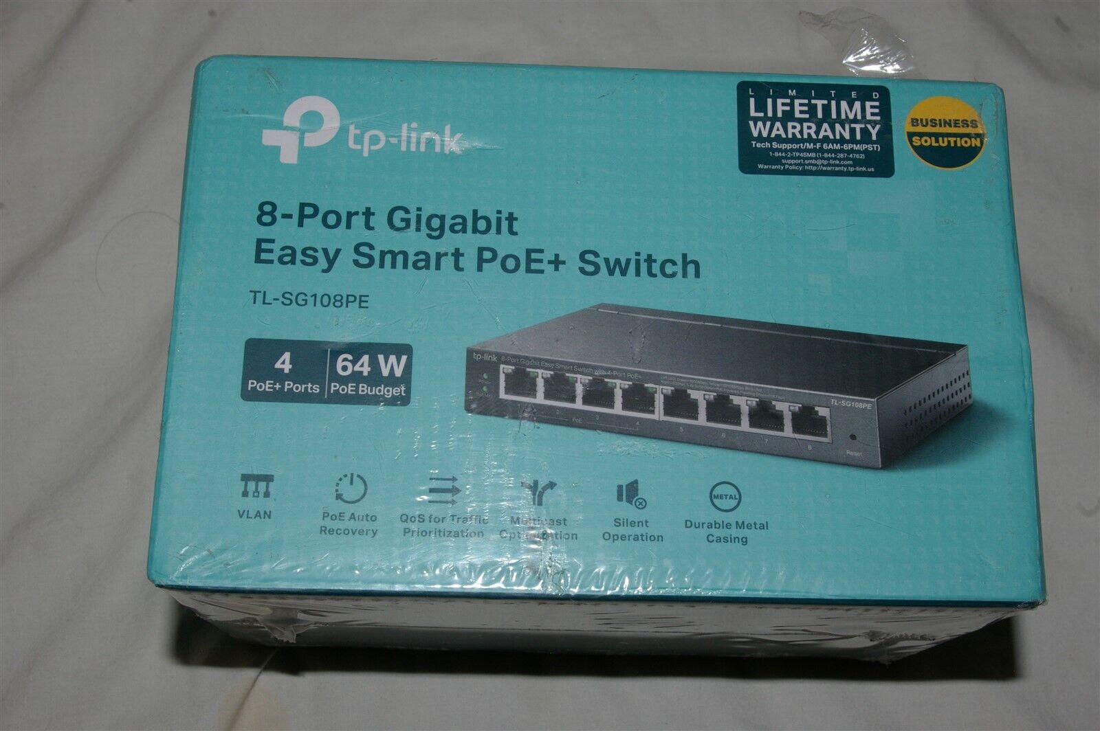 TP-Link TL-SG108PE 8-Port Gigabit Easy Smart PoE+ Switch w/ 4-Port PoE NEW READ