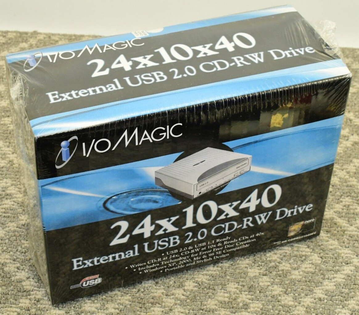 I/O MAGIC 24x10x40 External USB 2.0 CD-RW Drive Hi Speed USB - SEALED NEW