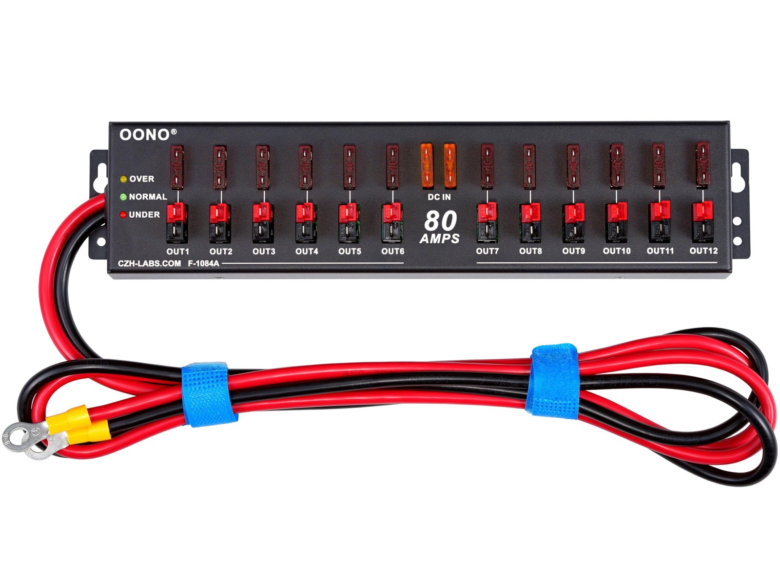Wired 12 Port DC Power Splitter Distribution Module, with Over-Voltage Under-...