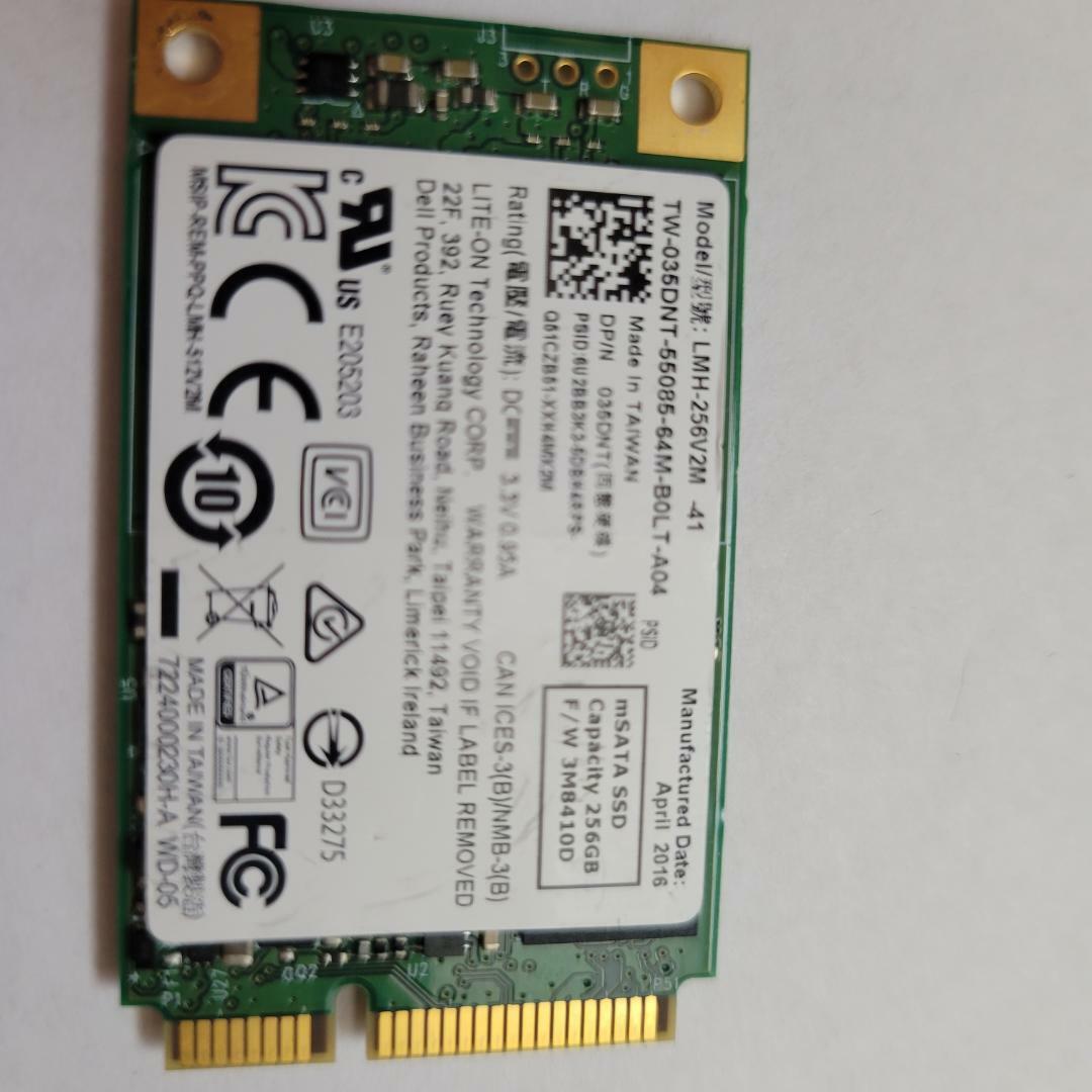 Lite-On 256gb mSATA Mini PCIe Solid State Drive SSD LMH-256V2M-41 Dell 035DNT