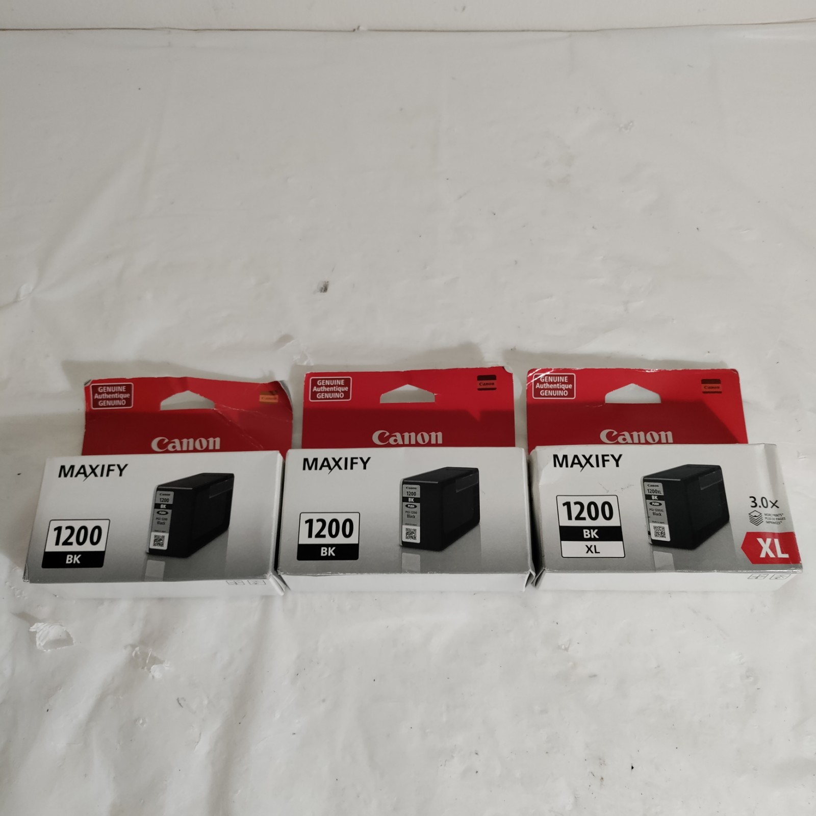 Three(3) Genuine Canon MAXIFY PGI-1200 BK Ink Cartridges 1-XL New