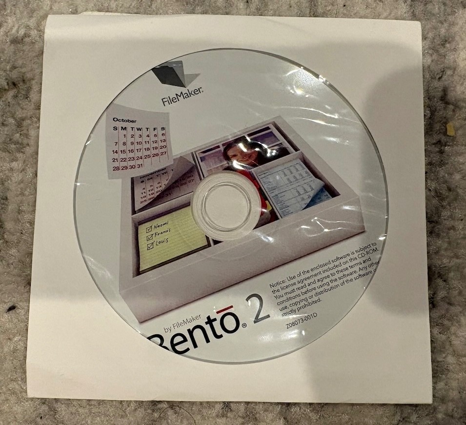 Bento 2 Database Software by FileMaker for OS X (no longer supported) With Key