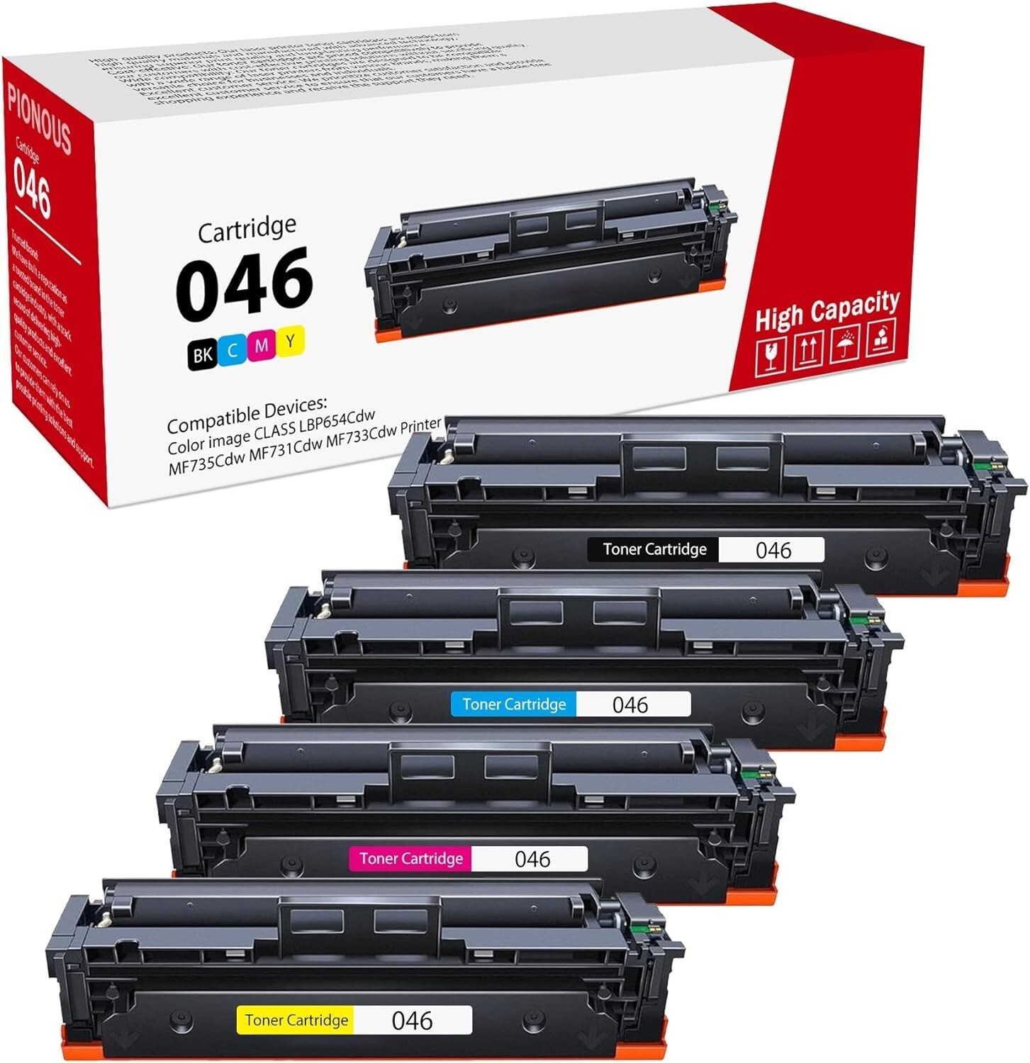 Compatible High Yield Toner Replacement for 046 Toner Cartridges 4 Pack