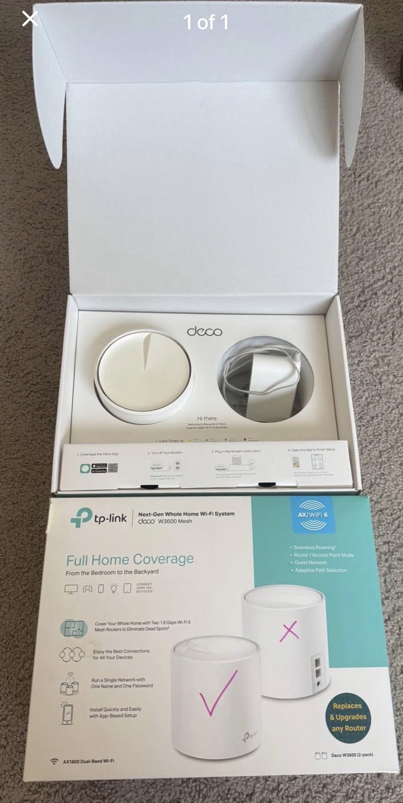 TP-LINK Deco W3600 AX1800 Wi‑Fi 6 Mesh Dual-Band MU‑MIMO ****ONE ROUTER ONLY***