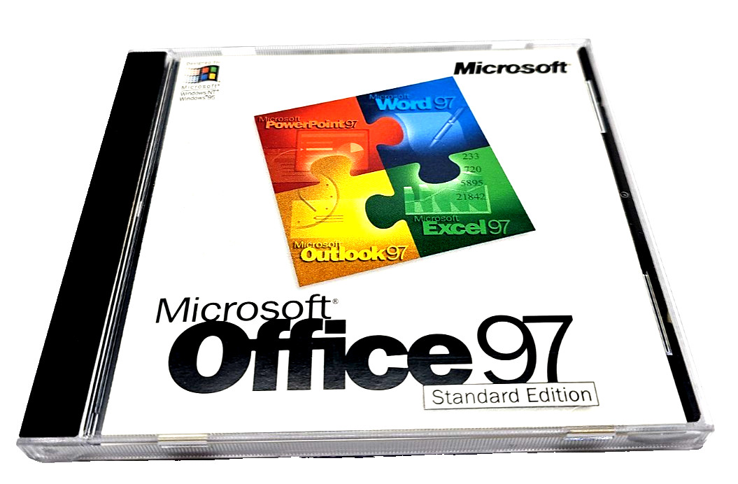 Microsoft Office 97 Professional w/Key  Windows 95 NT Software CD-ROM PC