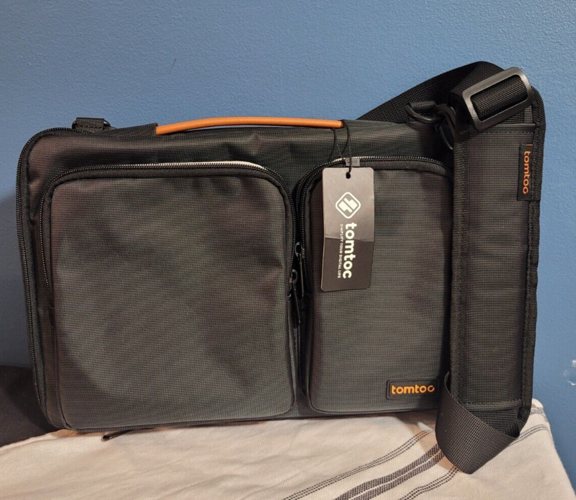 tomtoc black Defender A42 protective laptop shoulder bag NWT 13 inches