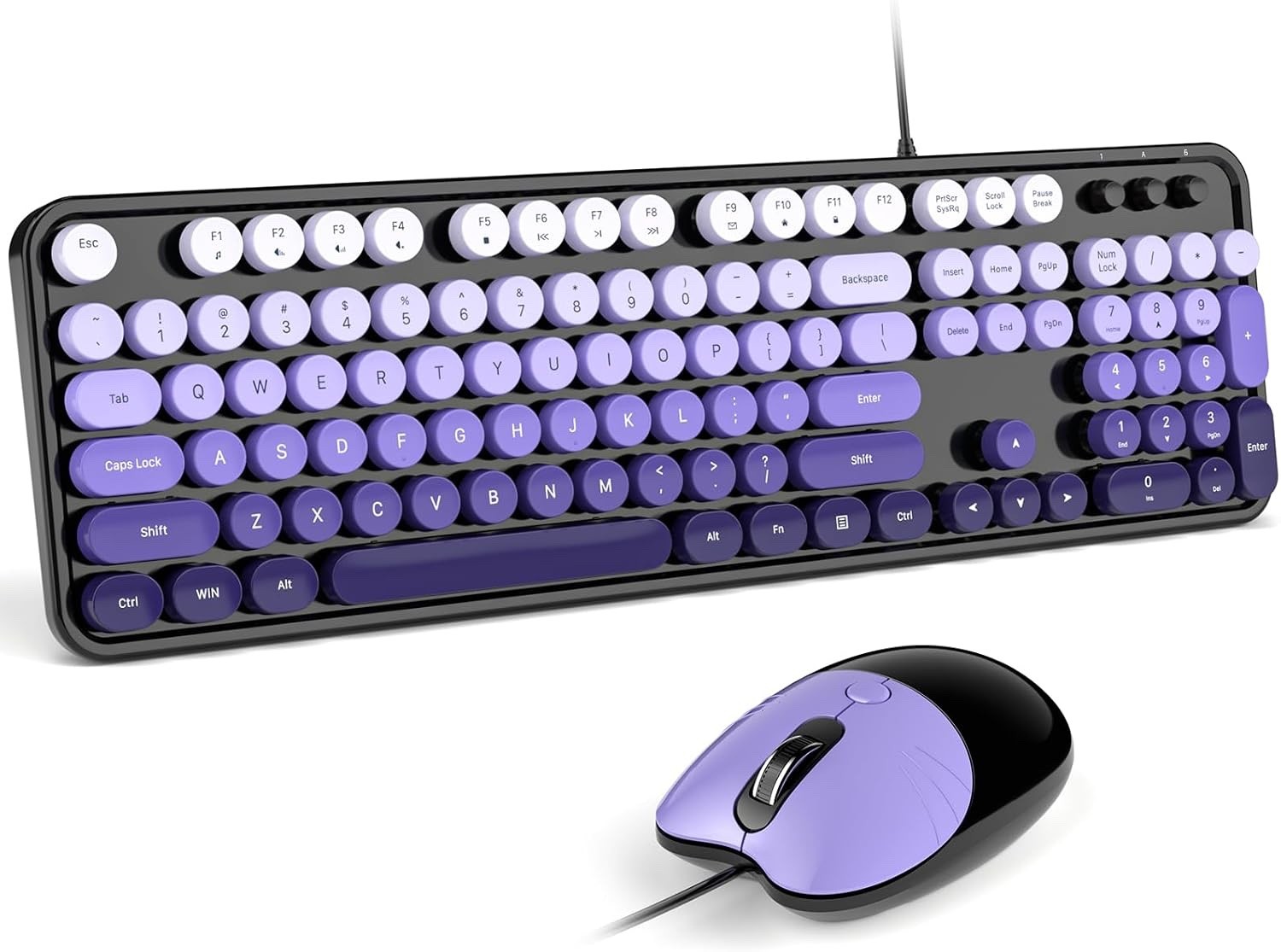 MOFII Wired Keyboard and Mouse Combo, Retro Full Size Typewriter Keyboard 