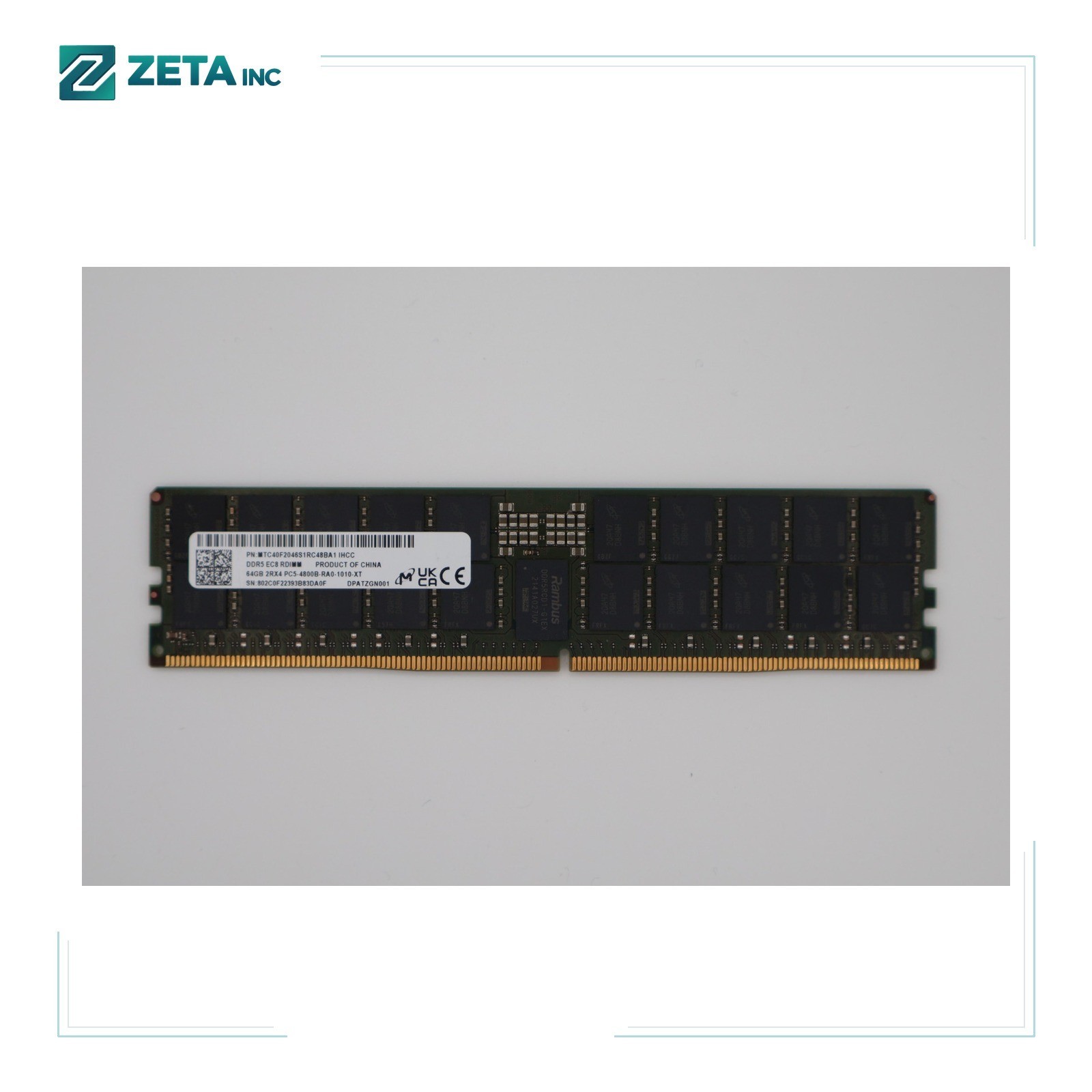 64GB Micron DDR5 PC5-4800 2Rx4 RDIMM 288 EC8 ECC Reg MTC40F2046S1RC48BA1 4800B