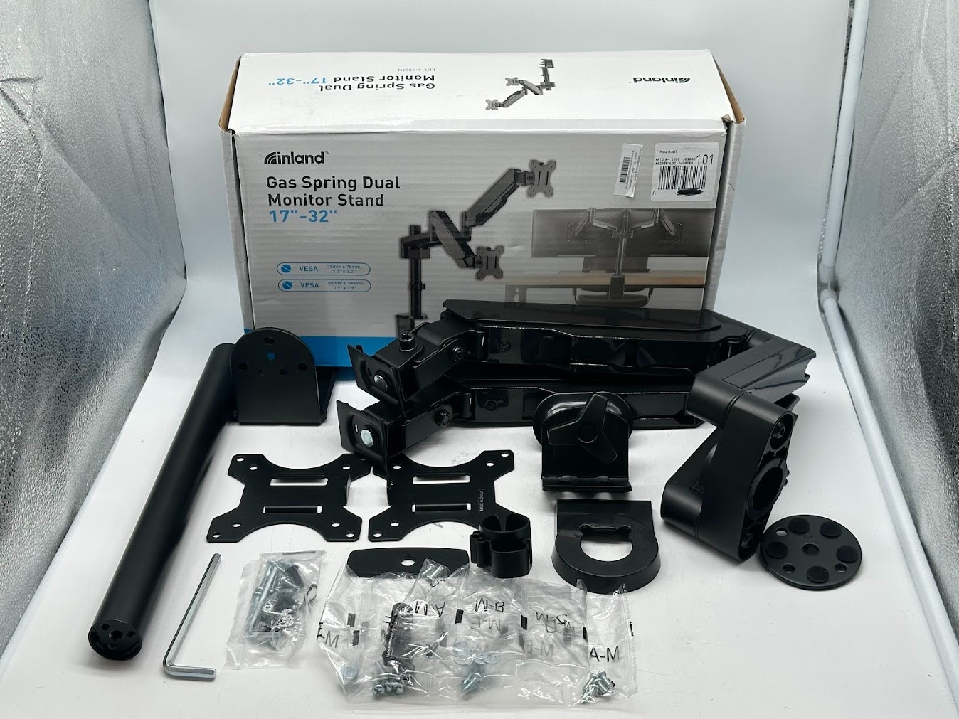 Inland LDT16-C024N Gas Spring Dual Monitor Desk Mount for Monitors 17"-32"