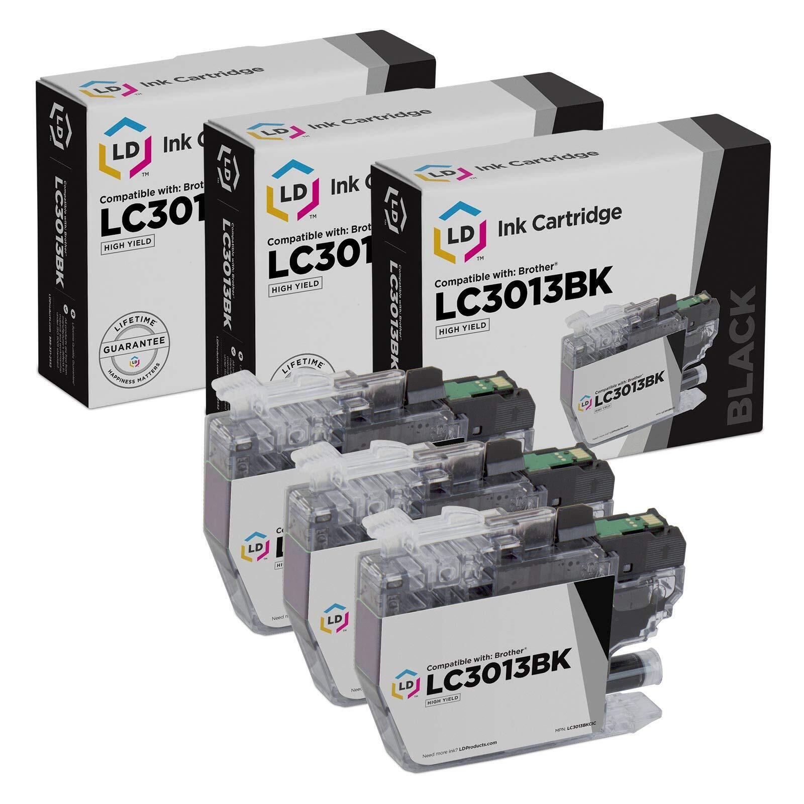 LD Compatible Replacement for Brother LC3013 / LC3013BK High Yield Black Ink 3PK