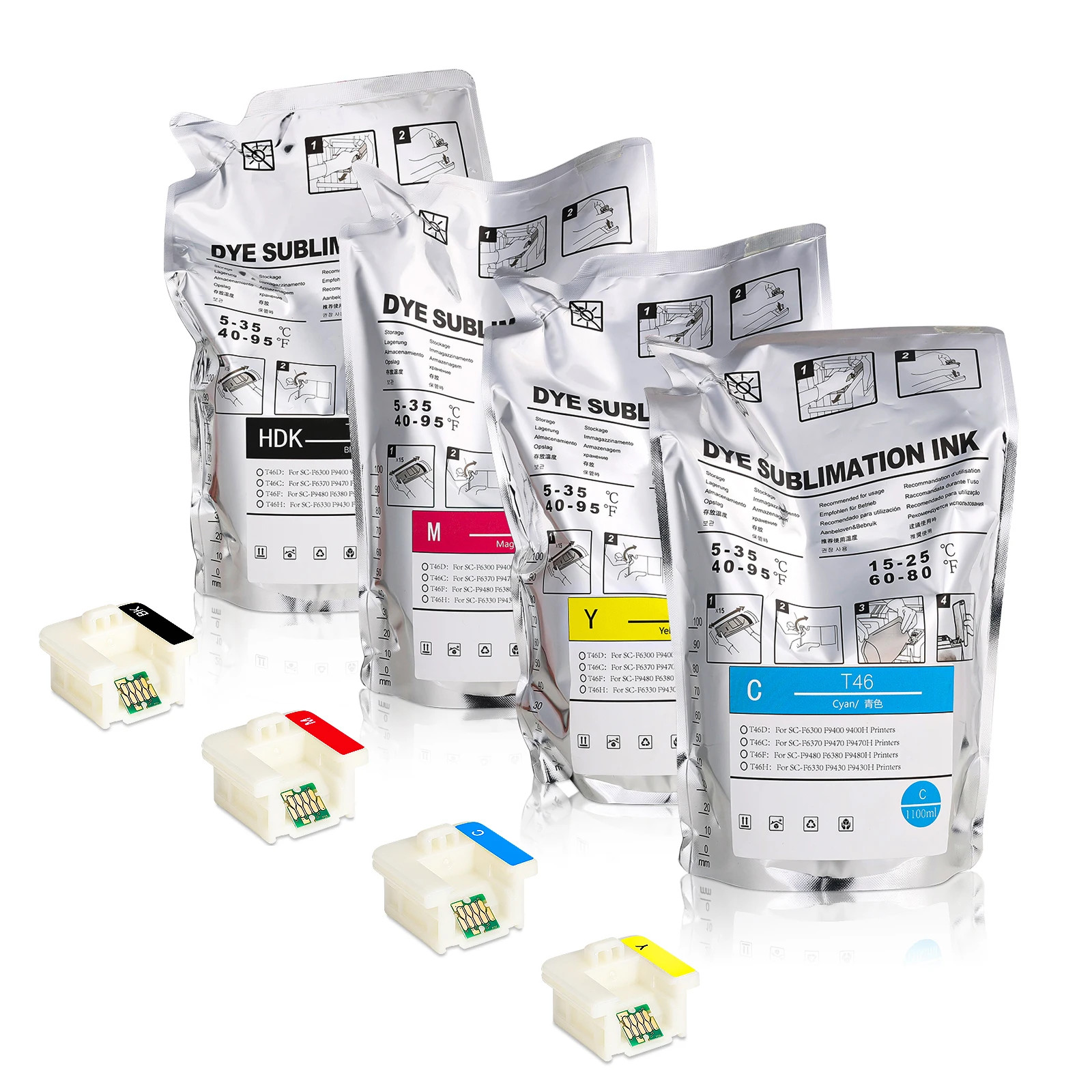 4*1100ml T46H Sublimation Ink bag for Epson F6330 f6370 F9470 F9470H