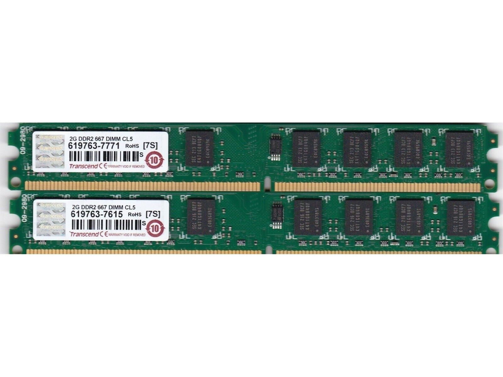 4GB 2x2GB TRANSCEND 619763 SAMSUNG CHIPS DDR2-667 PC2-5300 LOW PROFILE RAM KIT