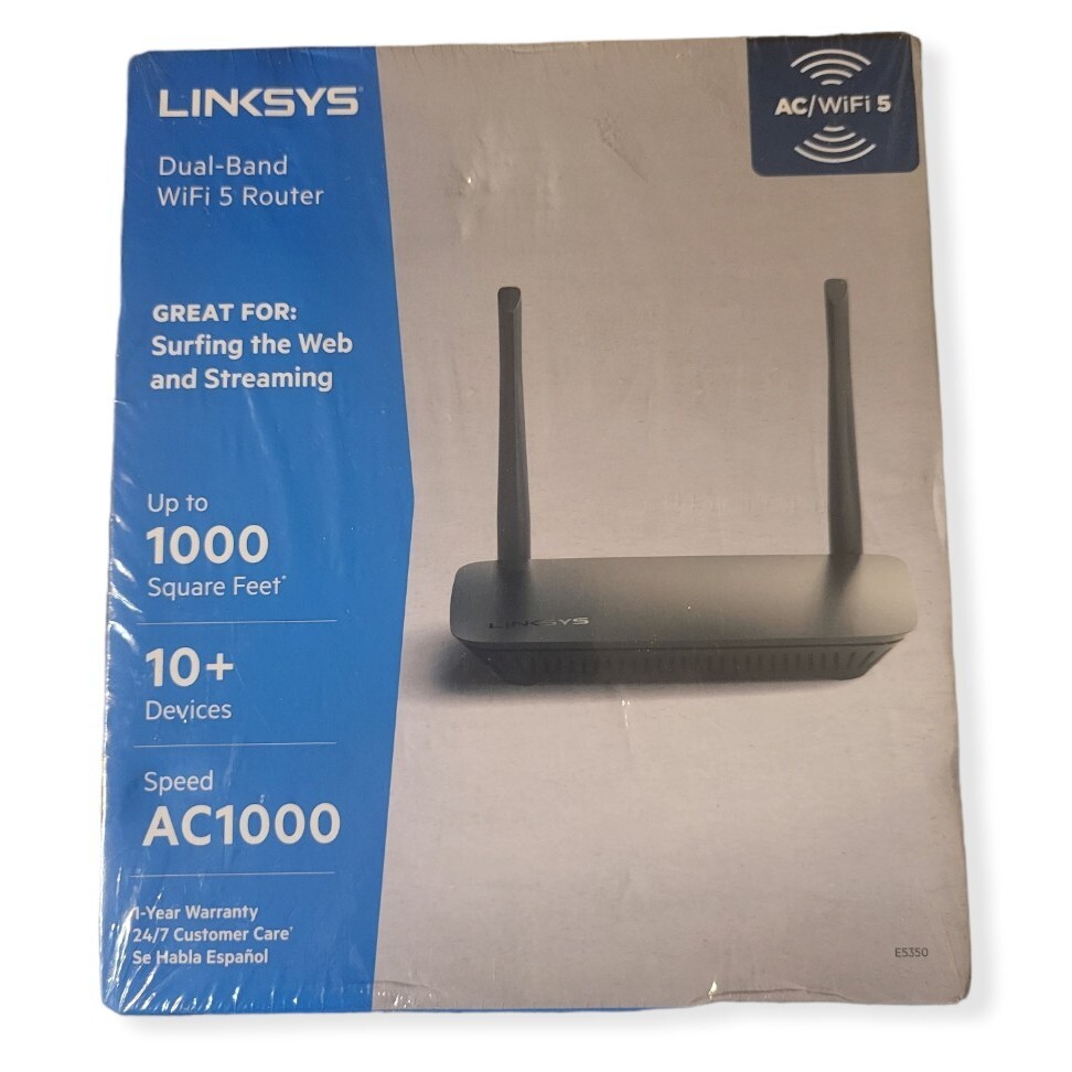 Linksys AC1000 Dual-Band WiFi 5 Router 1000 Mbps E5350 New Factory Sealed 