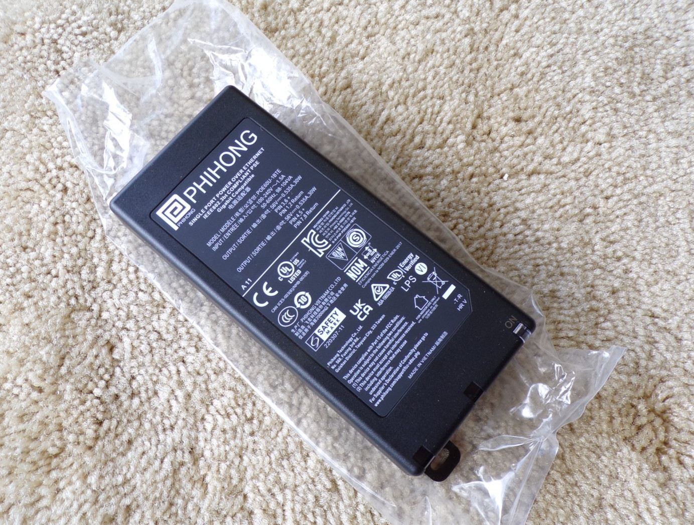 PHIHONG Single Port Power Over Ethernet Adapter POE60U-1BTE @p6