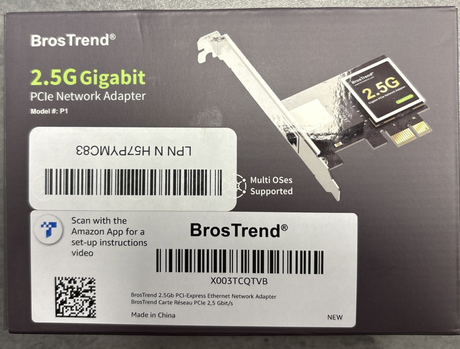 BrosTrend 2.5Gb Network Card, PCIe Network Adapter RJ45 NIC