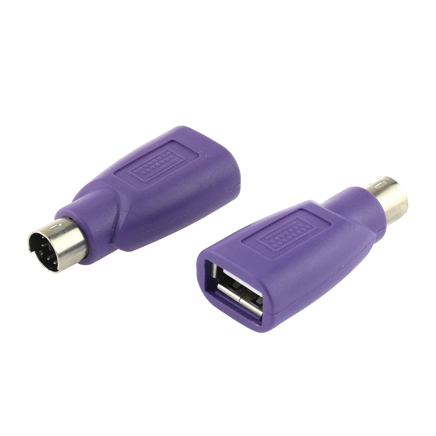 DGZZI USB to PS2 Adapter 2PCS Purple Female PS/2 Male Converter
