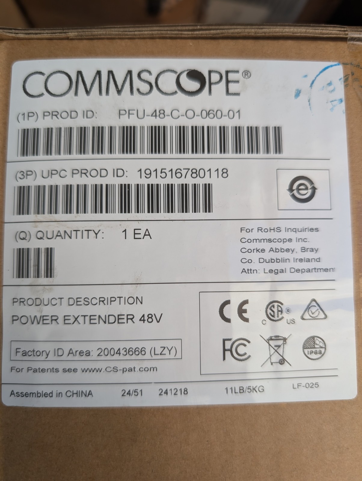 CommScope PFU-48-C-O-060-01 PoE Extender