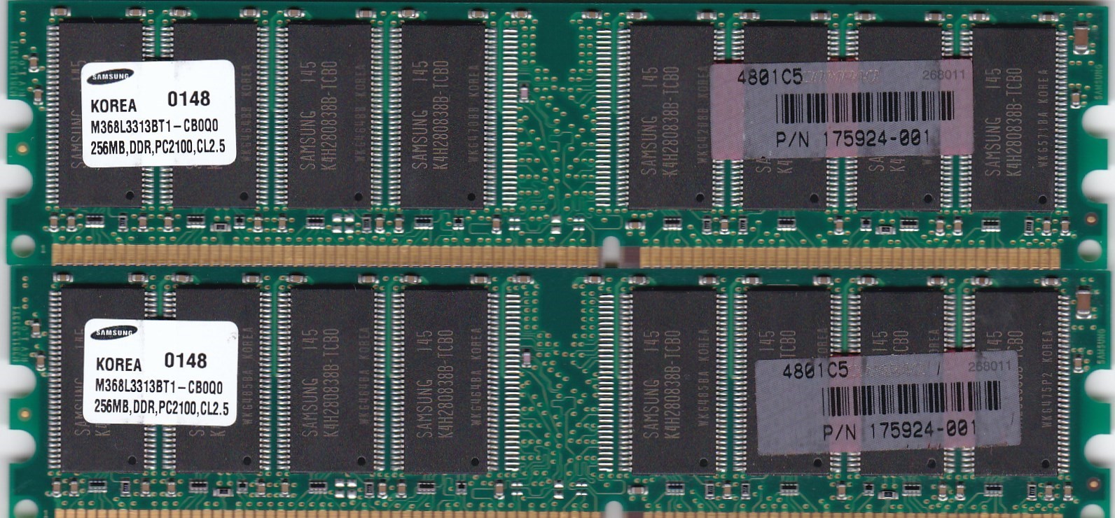 512MB 2x256MB PC-2100 DDR-266 SAMSUNG M368L3313BT1-CB0Q0 175924-001 DDR1 RAM KIT