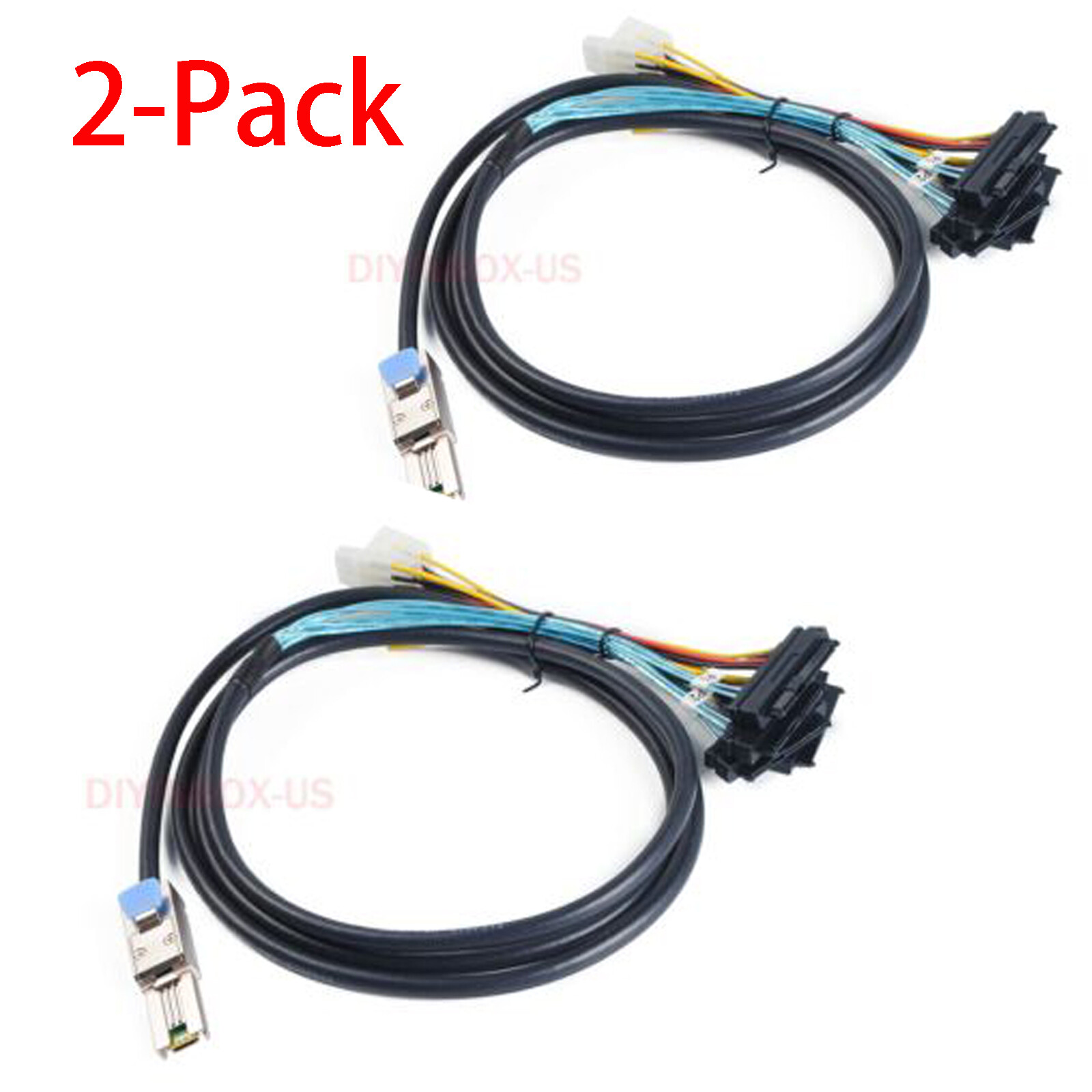 X2 Mini SAS 26P SFF-8088 to 4 X SAS 29 Pin SFF-8482 with 4 Pin IDE Power Cable
