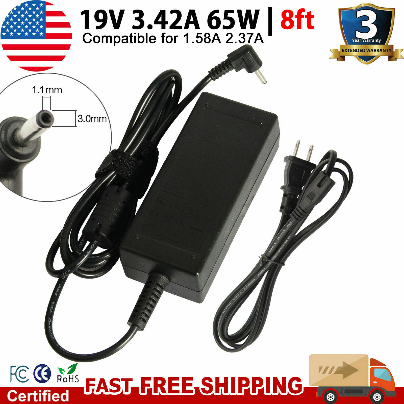 65W AC Adapter Charger for Acer Chromebook C731 C720 C720P Aspire N20C6 N20C5