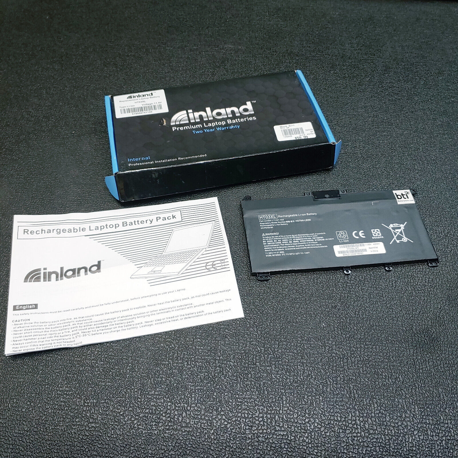 Inland Replacement Internal Li-Ion Laptop Battery  HT03XL , 11.4V