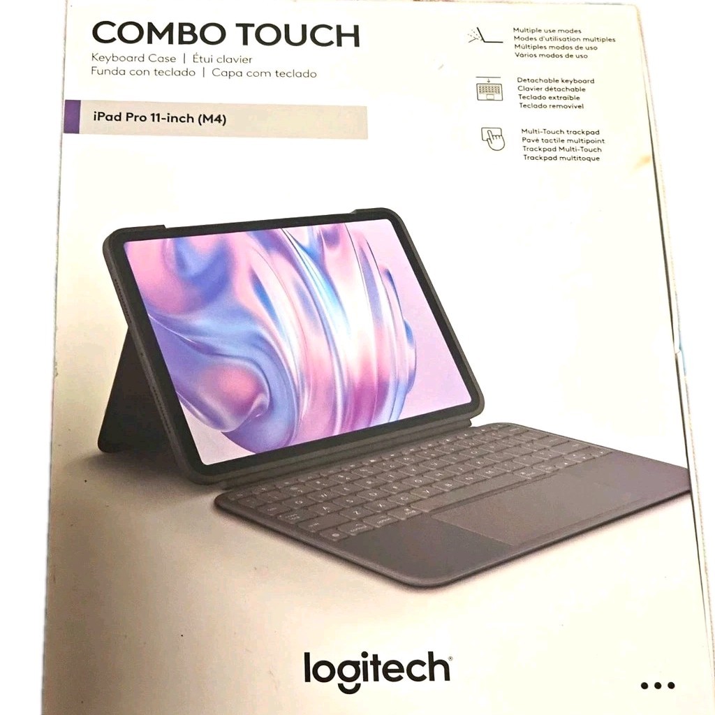 Logitech Combo Touch Gray Keyboard Folio for iPad Pro 11" (M4) Trackpad Stand