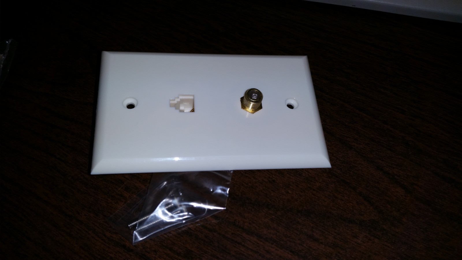 10X - Telephone RJ11/12 & Coaxial Coax F Connect Wallplate - Lot of 10pcs 