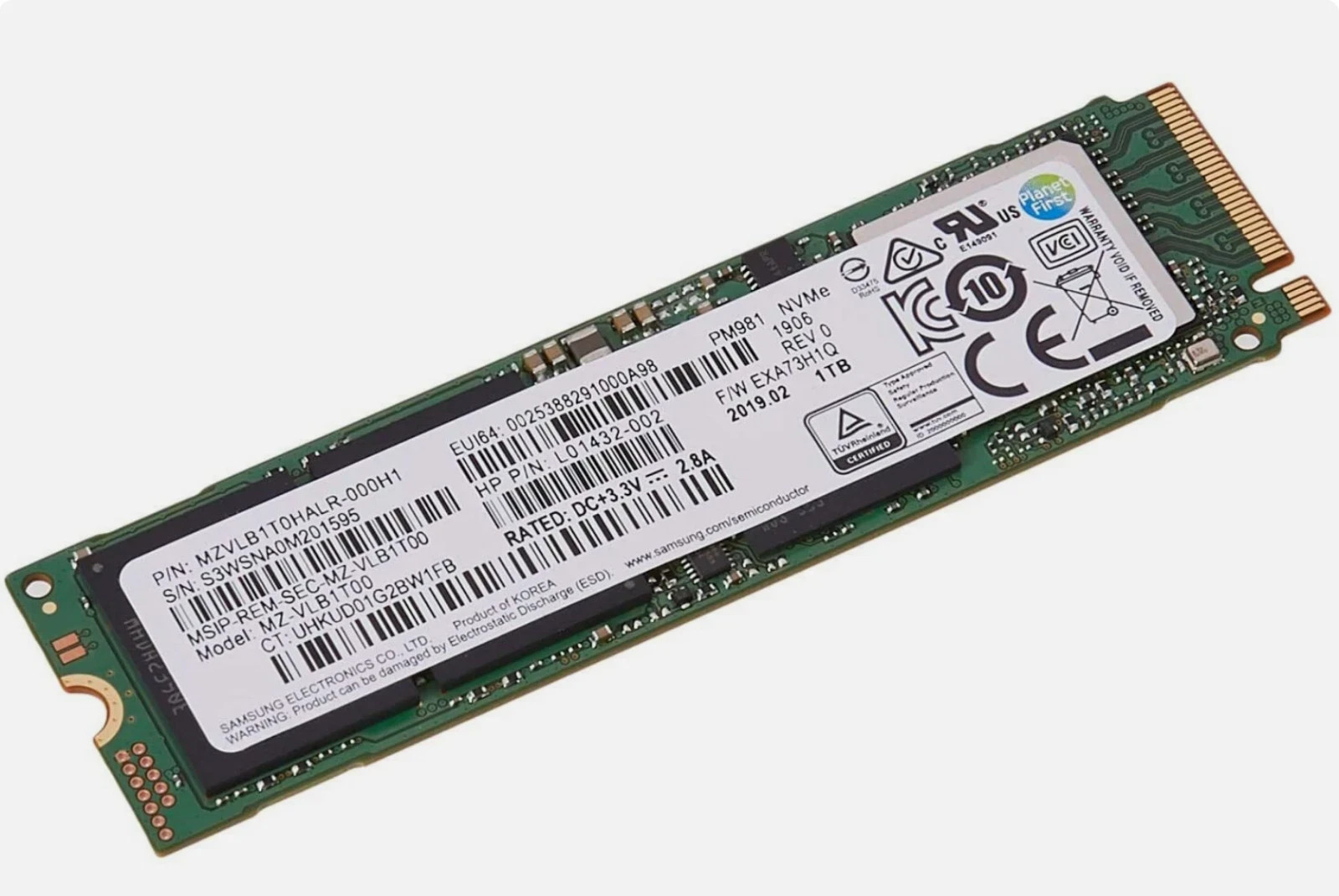 Samsung PM981 1 TB SSD M.2 PCLe NVMe 2280 (Win 11 Pro installed)