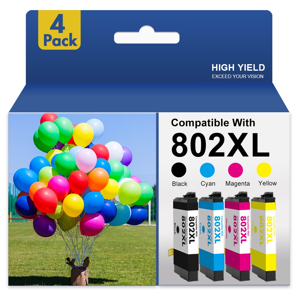 4 Pack 802XL Ink Cartridge For Epson WorkForce Pro WF-4720 WF-4730 WF4734 WF4740