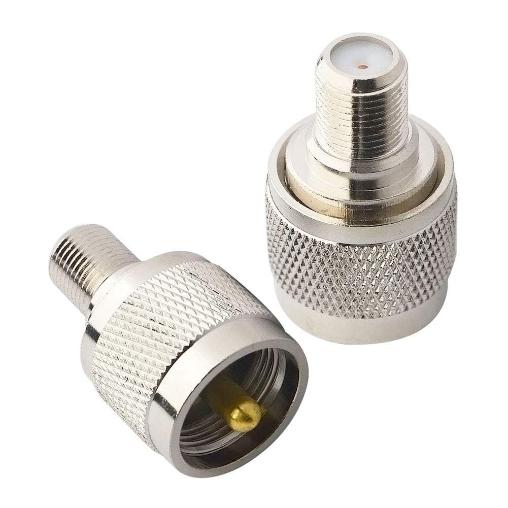 Boobrie 2-Pack PL259 Adapter UHF to F Type Antenna F 2PCS, gold 