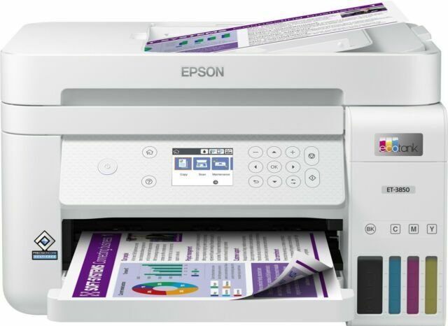 Epson EcoTank ET-3850 Wireless Color All-in-One  Supertank Printer, Scan, Copy